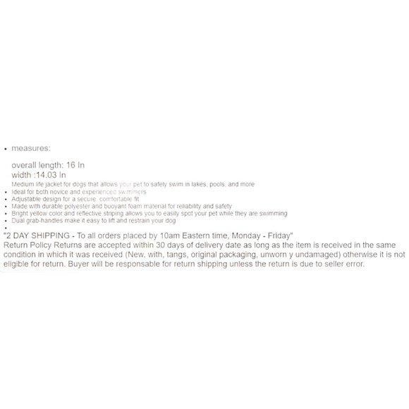 Amazon Basics Dog Adjustable Life Jacket with Reflective Stripes Yellow  Medium - Picture 7 of 14